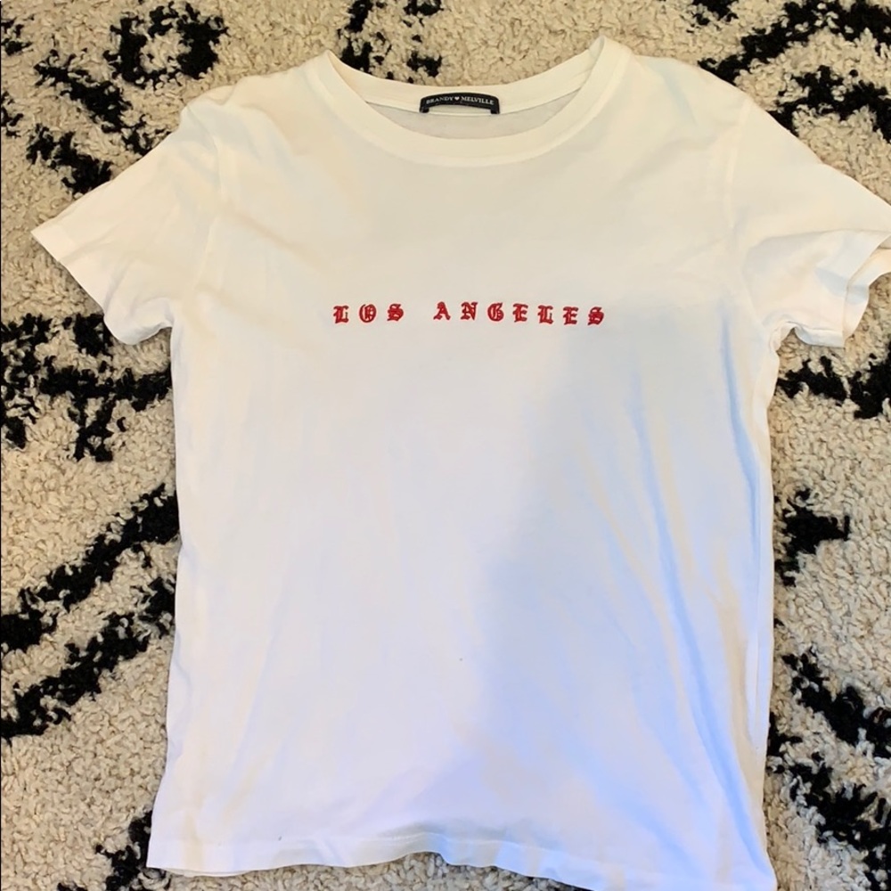 brandy melville LA embroidered top in red